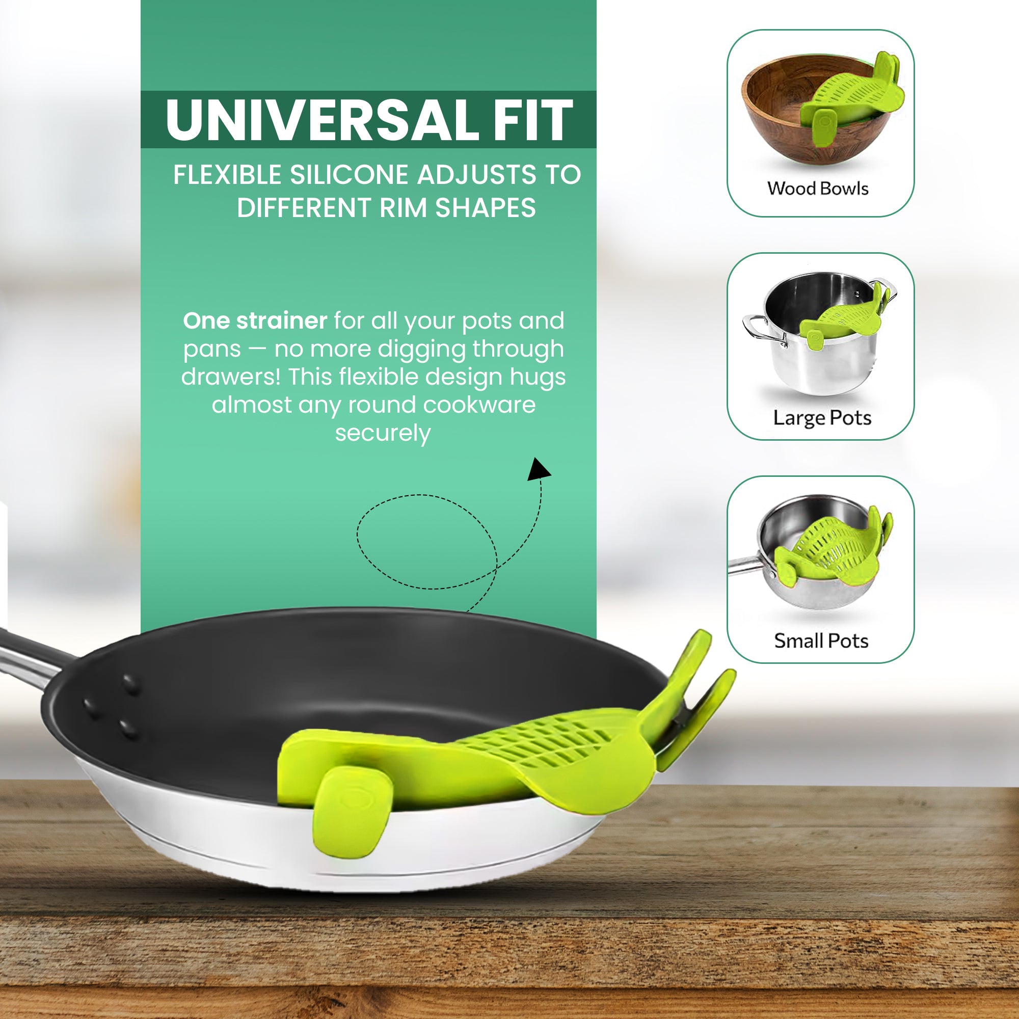 Pasta Strainer Clip-On for Pots and Pans