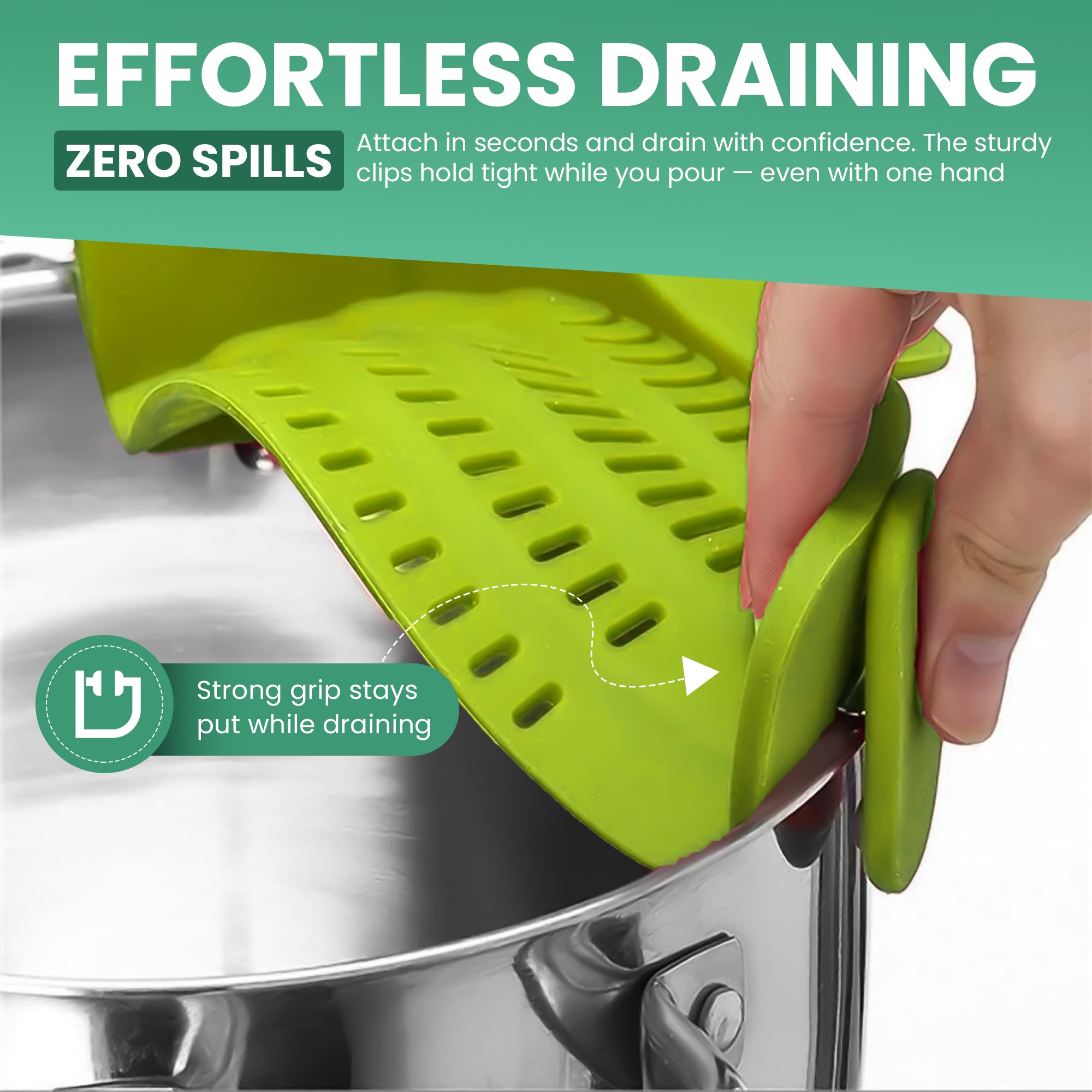 Pasta Strainer Clip-On for Pots and Pans