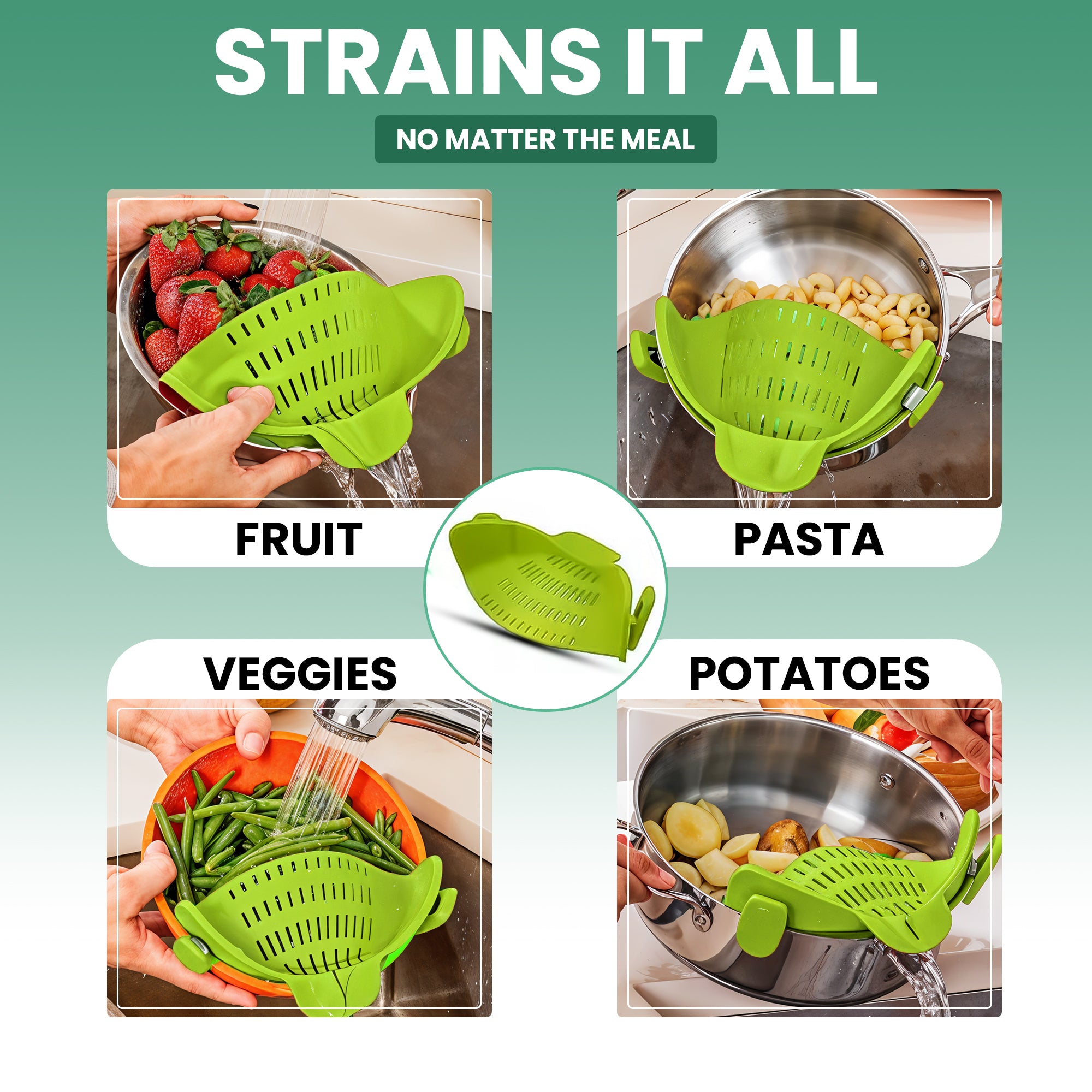 Pasta Strainer Clip-On for Pots and Pans